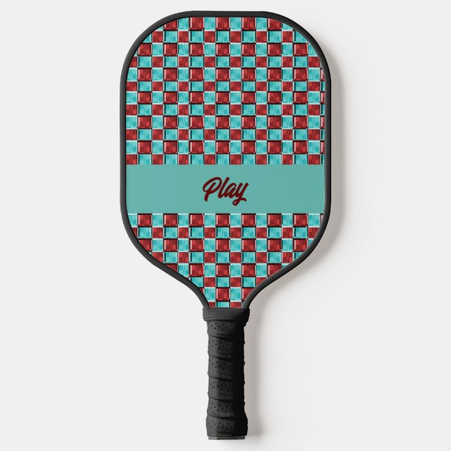 Cute Diner Style Checks Pattern Pickleball Paddle (Front)