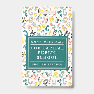 Cute Dino Alphabet Elementary School Teacher Name Badge