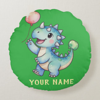 Cute Dino- Ankylosaurus Personalized Round Pillow