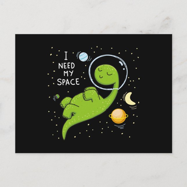 Cute dino astronaut postcard (Front)
