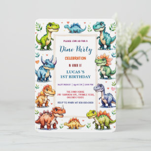 Cute DIno Baby Dinosaurs 1st Birthday party Save T Save The Date