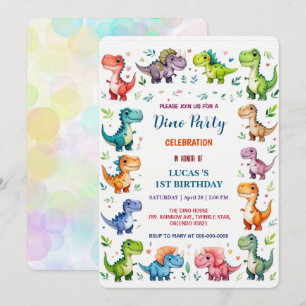 Cute DIno Baby Dinosaurs 1st Birthday party Save T The Date