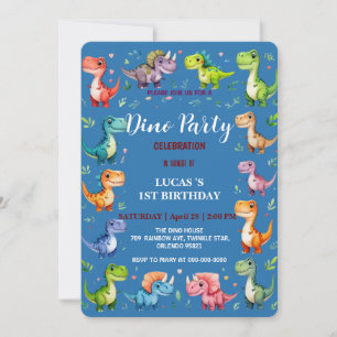 Cute DIno Baby Dinosaurs 1st Birthday party Save T The Date