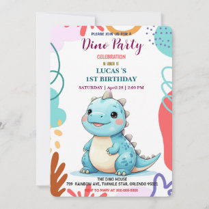Cute DIno Baby Dinosaurs 1st Birthday party Save The Date