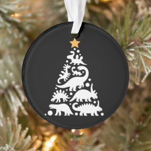 Cute Dino Christmas Tree Funny Dinosaur Holiday Ornament