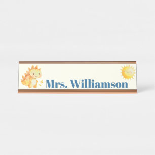 Cute Dino Dinosaur Teacher  Desk Name Plate