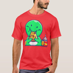 Cute Dino Eating Pizza Dinosaur T-Shirt Funny Food