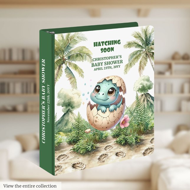 Cute Dino Egg Hatching Soon Personalized Baby Boy  Binder (Cute Dino Egg Hatching Soon Personalized Baby Boy 3 ring binder)