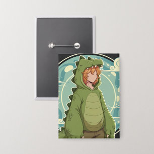 Cute Dino Friend Anime Boy - Green Dinosaur