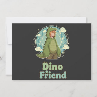 Cute Dino Friend Anime Boy - Green Dinosaur Save The Date