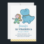 Cute Dino Friend Dinosaur Girls Birthday Invitation<br><div class="desc">Cute design for kids,  boys or girls who love dinosaur,  dino cartoon,  T-rex and other dinosaur species. Perfect for Jurassic theme birthday party. You can customize the wording to fit other occasions.</div>
