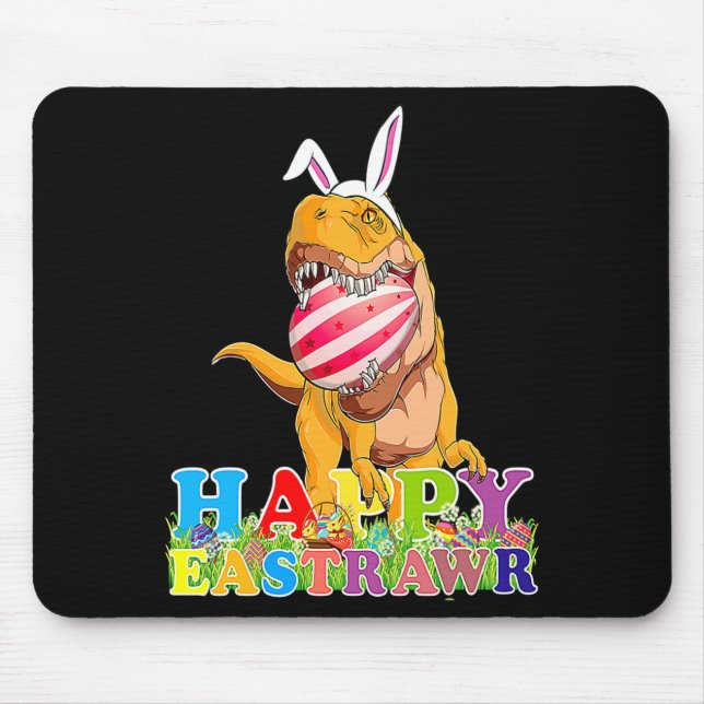 Cute Dino Happy Eastrawr Rex Easter Mouse Pad (Front)