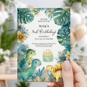 Cute Dino Jungle Birthday Theme Invitation