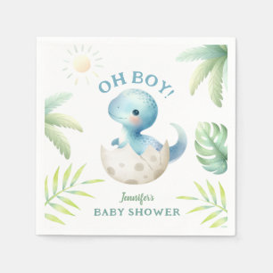 Cute Dino Oh Boy Dinosaur Baby Shower  Napkin