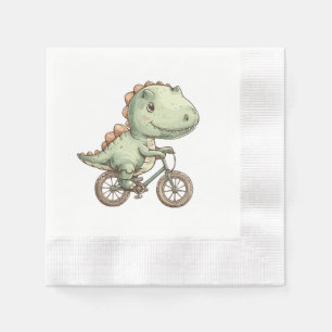 Cute dino on bicycle napkin