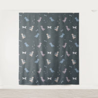 Cute Dino Patern Bluish Grey Tapestry