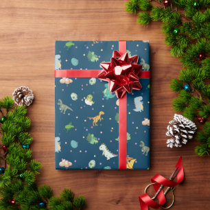 Cute Dino Pattern Kids Birthday Wrapping Paper