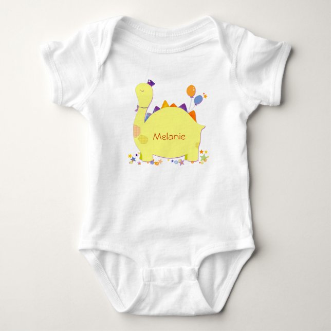 Cute Dino Personalized Name Baby Creeper (Front)