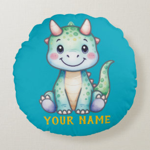 Cute Dino Personalized Round Pillow