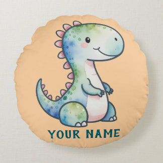 Cute Dino Personalized Round Pillow