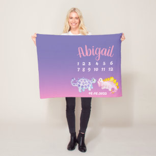 Cute dino watercolor painting baby blanket