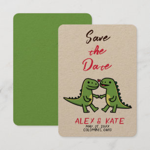 Cute Dino Wedding Enregistrer la date Faire-part