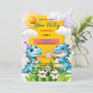 Cute DIno wildflower Dinosaurs 1st Birthday party  Save The Date