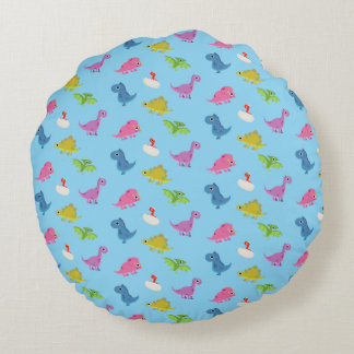 Cute Dinos Round Pillow