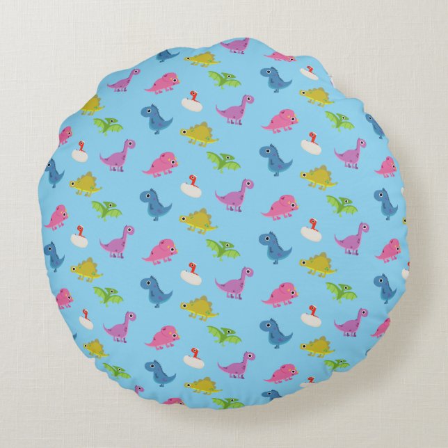 Cute Dinos Round Pillow (Back)