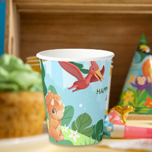 Cute Dinosaur 1st Birthday Dino Party Paper Cups