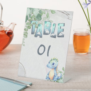 Cute Dinosaur 1st Birthday Table Numbers Sign