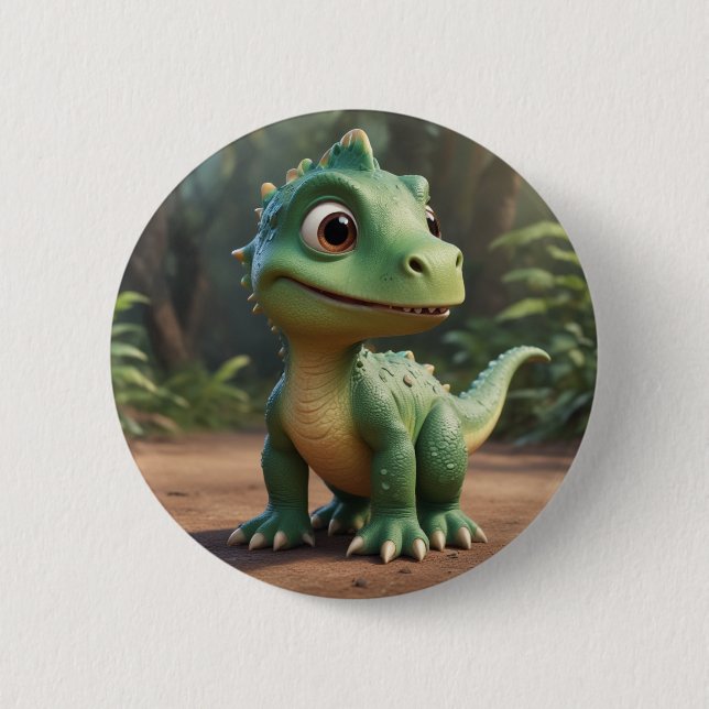 Cute Dinosaur 2 Inch Round Button (Front)