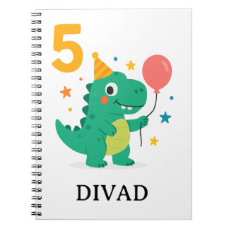 Cute Dinosaur 5th Birthday Party  Notebook