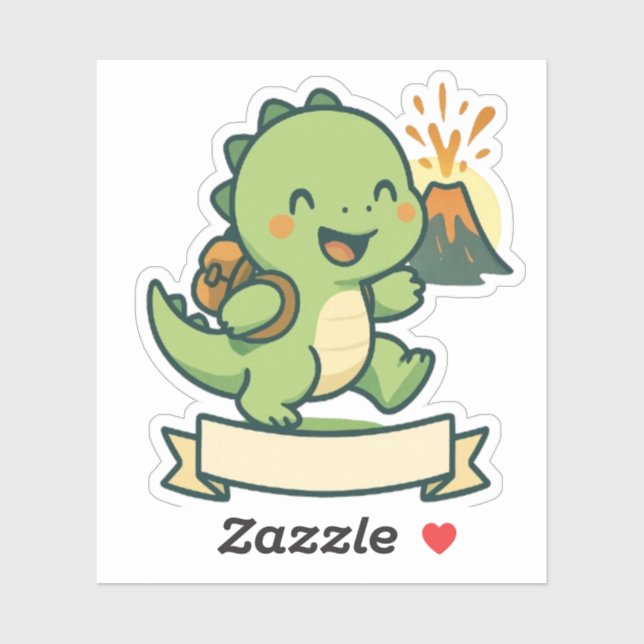 Cute Dinosaur Adventure with Volcano – Personalize (Sheet)