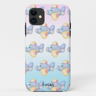 Cute dinosaur airplane Student kids Birthday party iPhone 11 Case