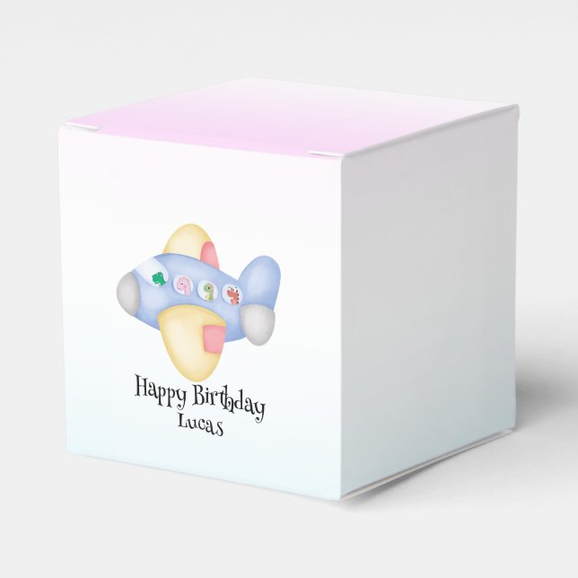 Cute dinosaur airplane Student kids Birthday party Favor Box (Front Side)