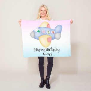 Cute dinosaur airplane Student kids Birthday party Fleece Blanket