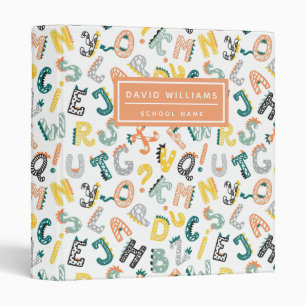 Cute Dinosaur Alphabet Earthy Peach Back to School Binder