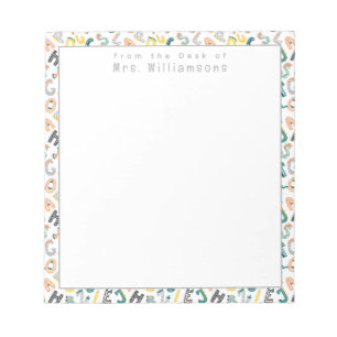 Cute Dinosaur Alphabet - From the Desk of Teacher Notepad