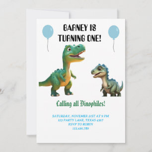 Cute Dinosaur Animal Anniversaire Invitation
