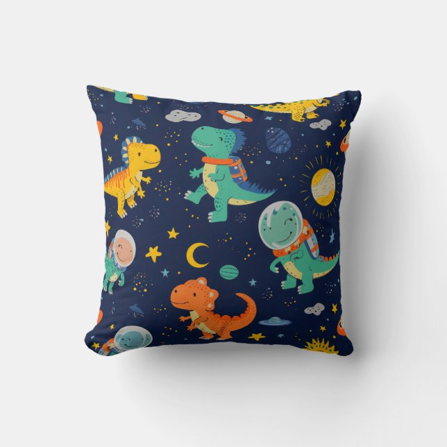 Cute Dinosaur Astronaut kids Boy Throw Pillow (Front)