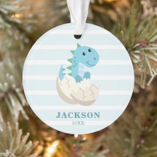 Cute Dinosaur Baby Boy Personalized Christmas Ornament