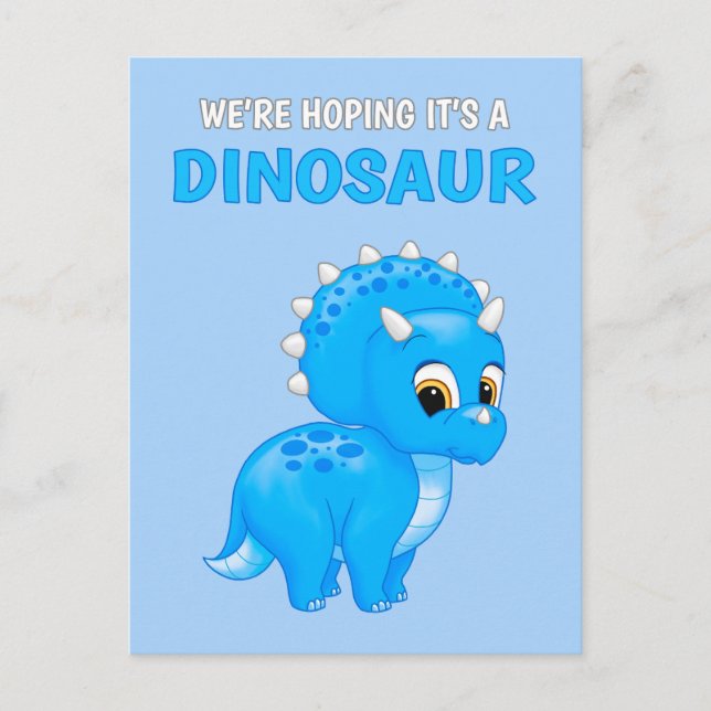 Cute Dinosaur Baby Boy Pregnancy Announcement Postcard (Front)