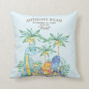 Cute Dinosaur Baby Boys Birth Stats Pillow