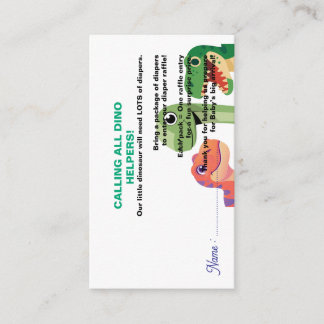 Cute Dinosaur Baby Request Diaper raffle Enclosure Card