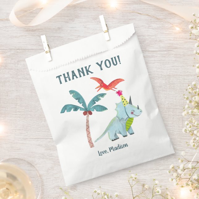 Cute Dinosaur Baby Shower Boy Thank you Favour Bag (Clipped)