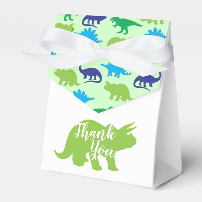 Cute Dinosaur Baby Shower Dino Blue and Green Boy Favor Box (Front Side)