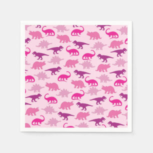 Cute Dinosaur Baby Shower Dino Pink Girl Napkin