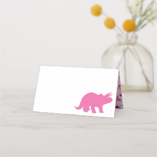 Cute Dinosaur Baby Shower Dino Pink Girl Place Card