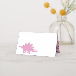 Cute Dinosaur Baby Shower Dino Pink Girl Place Card